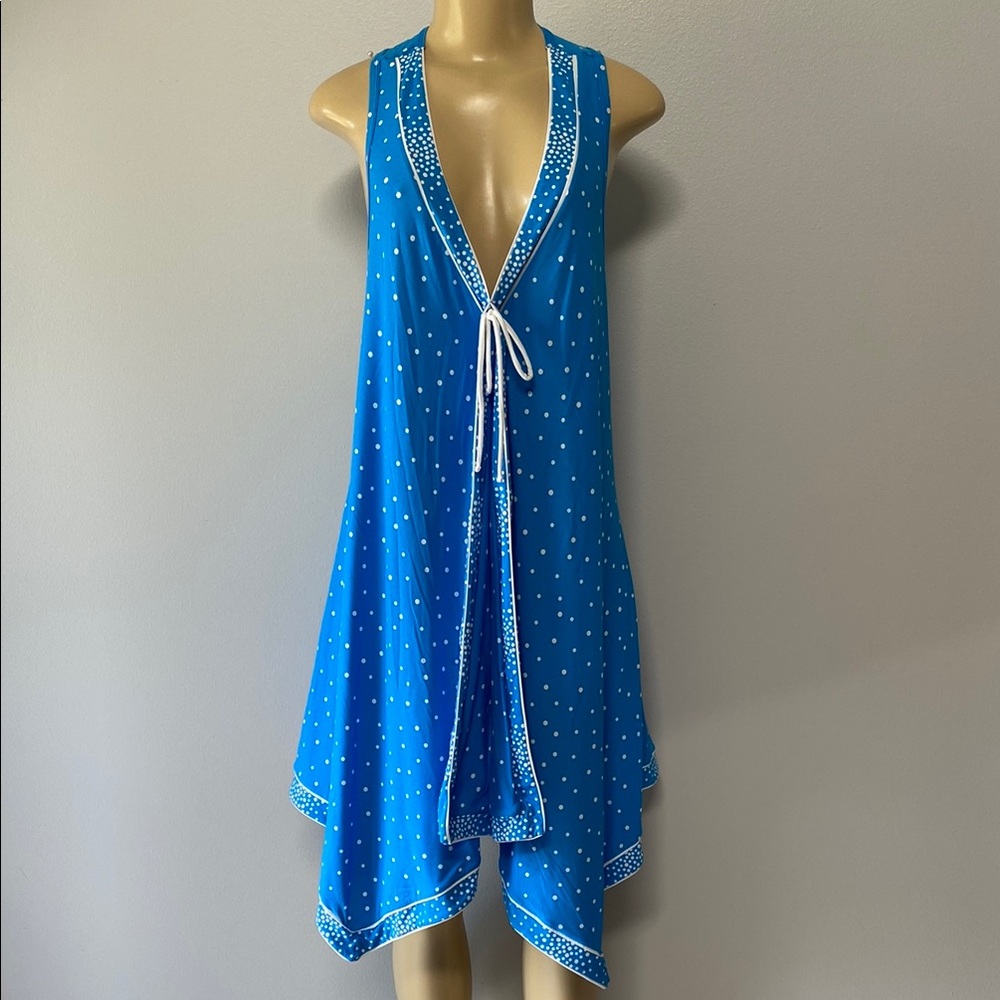 Coco Reef Blue Polka Dot Sleeveless Swim Coverup Dress Bra Sized - Picture 3 of 7